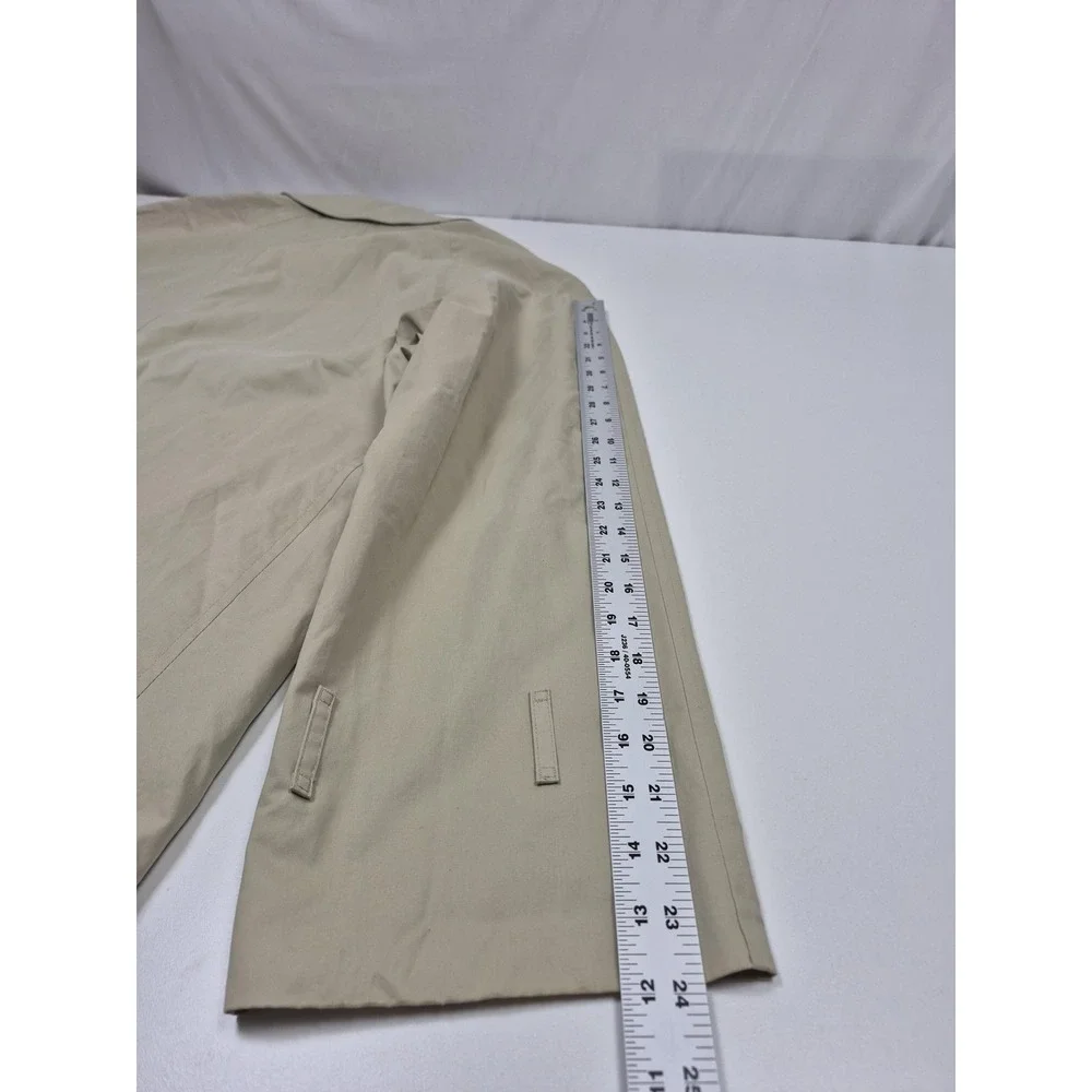 Burberry Coat Mens 46 Beige Cotton Rain Mac Nova Check Lined Classic Trench